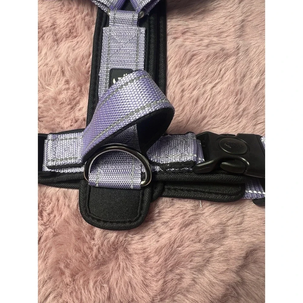 Reflective Stitches Chest Back Traction Rope‎ Pet Outdoor Walking Size M Purple